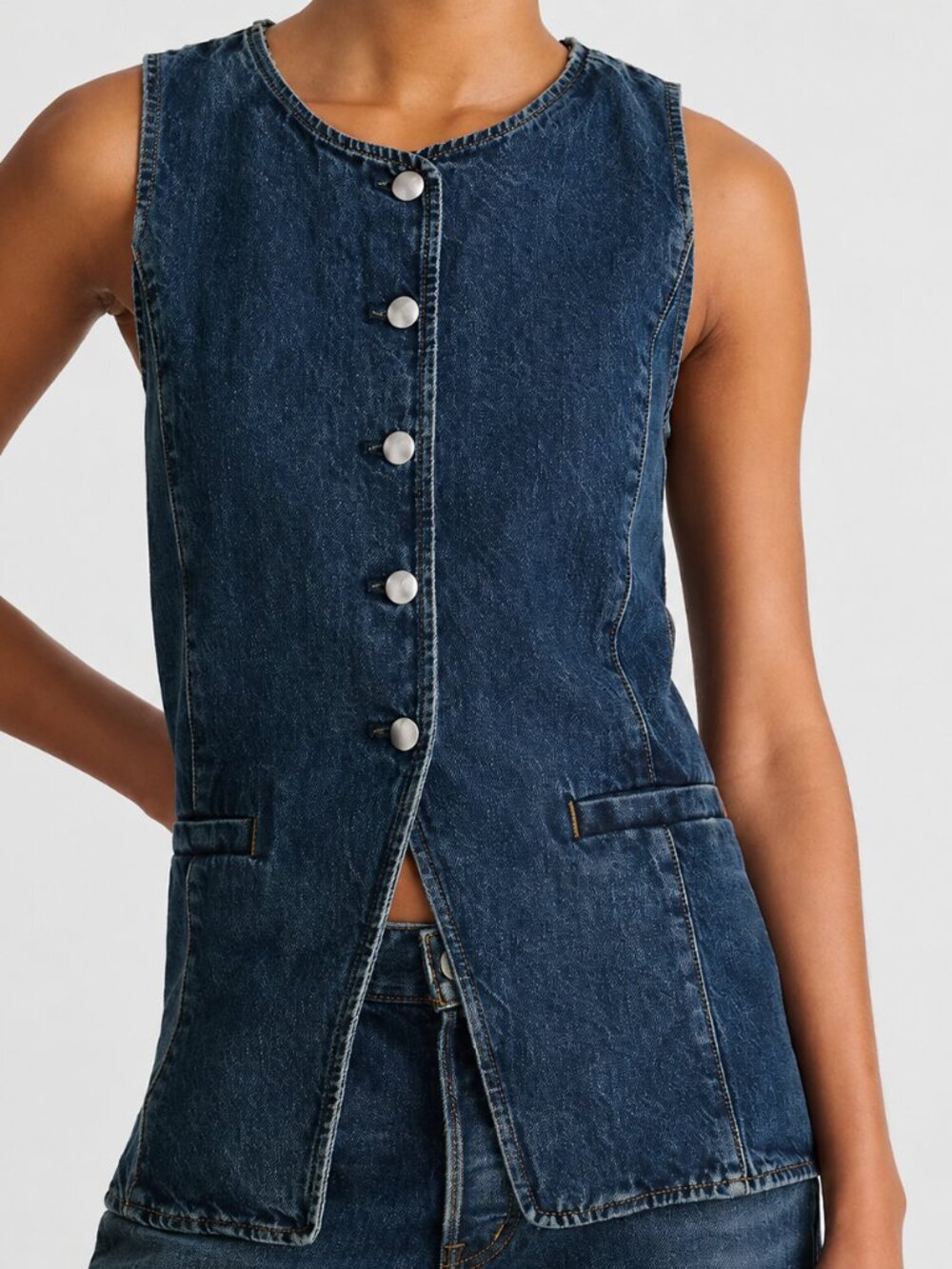 Madewell Denim Crewneck Cutaway Vest - NEW